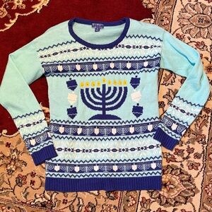 Hanukkah Blue and White Sweater